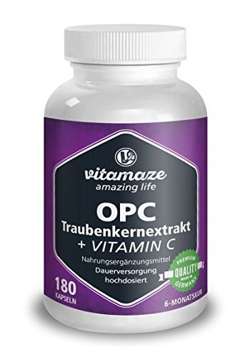 OPC Traubenkernextrakt Mit Vitamin C, HOCHDOSIERT = 180 Kapseln Fr 6